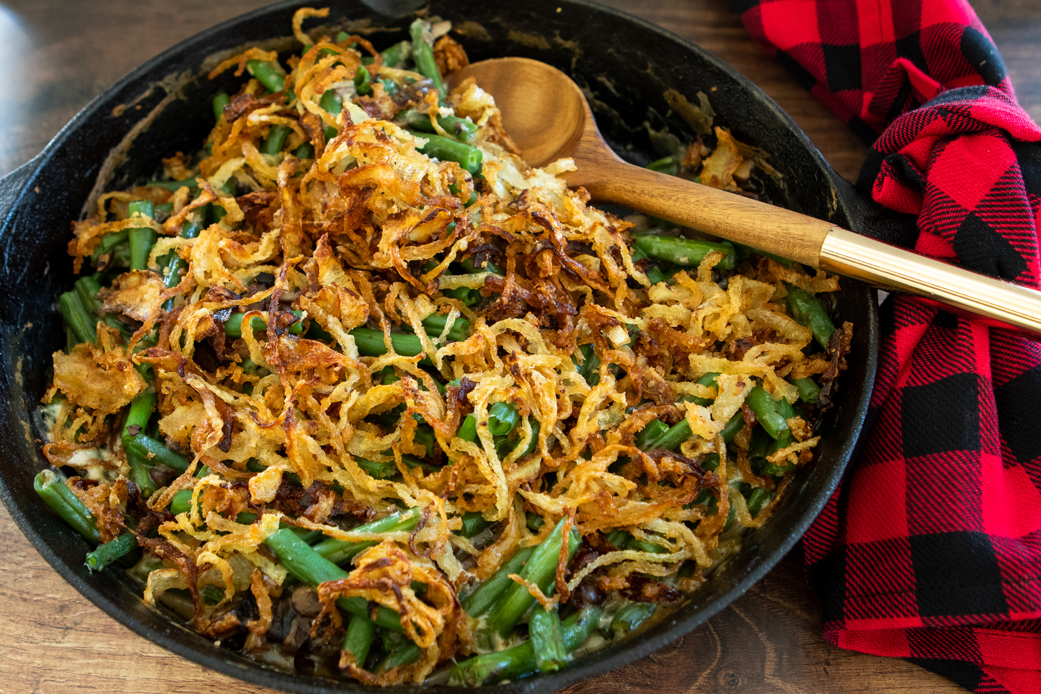 Green Bean Casserole with Fresh Gourmet Crispy Onions (Easy Recipe)